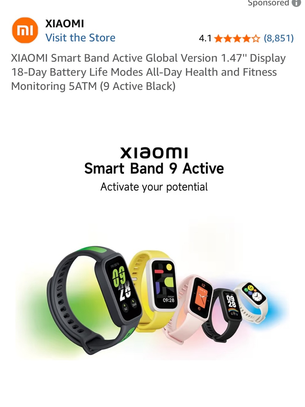Smart Band 9 Active – Black Fitness Tracker